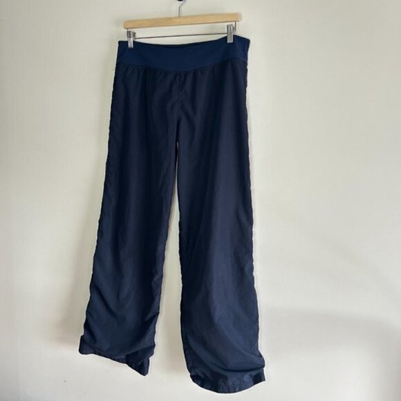 Vintage Lululemon Navy Nylon Wide Leg Track Pants sz 10 - Picture 2 of 8